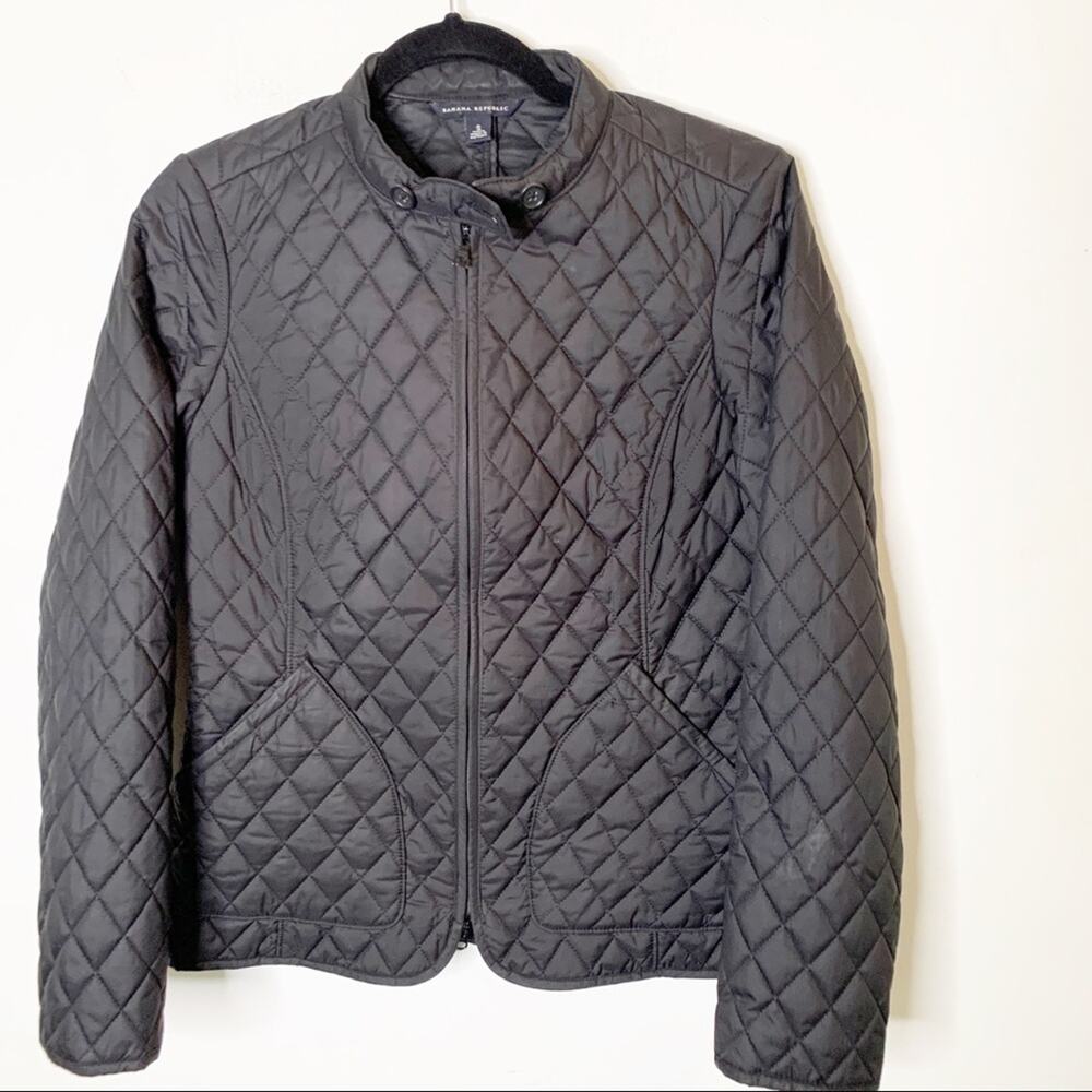 Banana Republic Quilted Black Coat SZ S